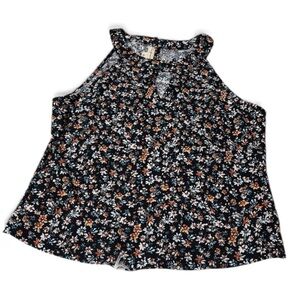 NWOT The General Good Stitch Fix Black Sleeveless Floral See Through Tank